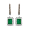Thumbnail Image 2 of Le Vian Emerald-Cut Emerald Hoop Drop Earrings 3/8 ct tw Diamonds 14K Vanilla Gold
