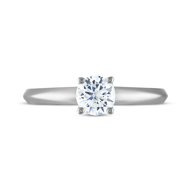 Round-Cut White & Black Diamond Solitaire Hidden Detail Engagement Ring 3/4 ct tw 14K White Gold