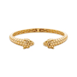 Italian Brilliance Diamond-Cut Panther Hinged Bangle Bracelet 14K Yellow Gold