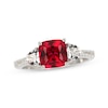 Thumbnail Image 1 of Cushion-Cut Lab-Created Ruby & White Lab-Created Sapphire Ring Sterling Silver