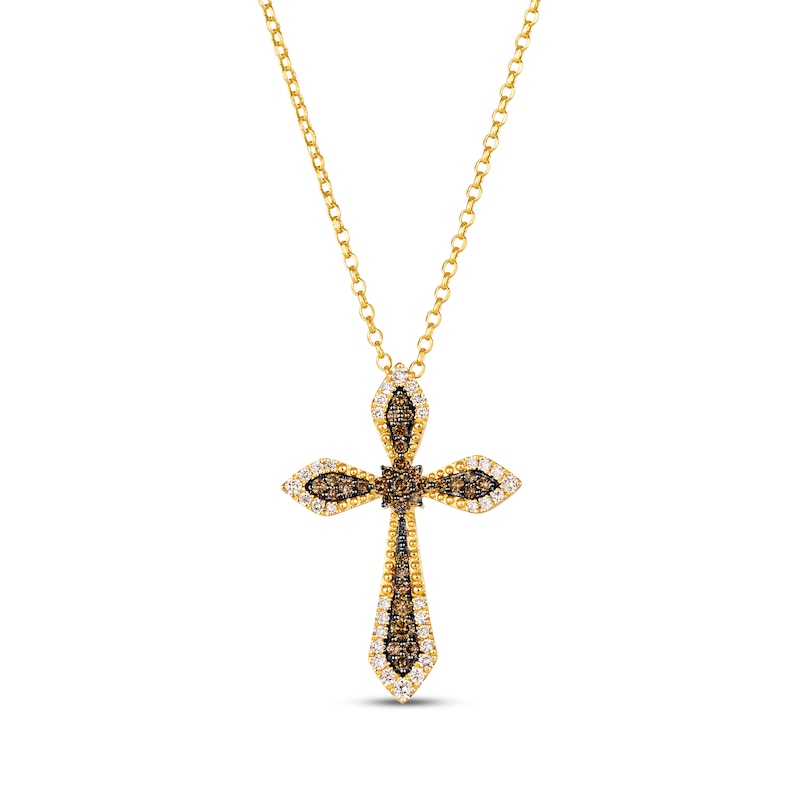 Main Image 1 of Le Vian Diamond Cross Necklace 5/8 ct tw 14K Honey Gold 19&quot;
