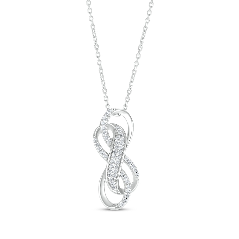Diamond Double Infinity Necklace 1/5 ct tw Sterling Silver 18"