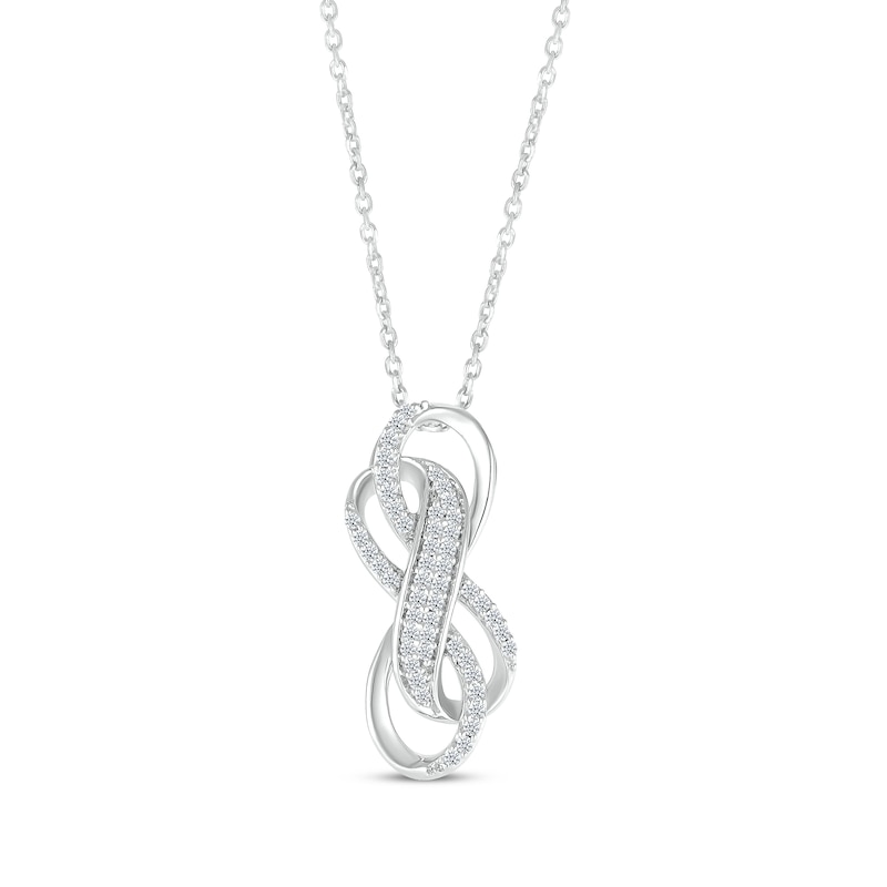 Main Image 1 of Diamond Double Infinity Necklace 1/5 ct tw Sterling Silver 18&quot;