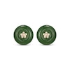 Thumbnail Image 2 of Jade Button Flower Stud Earrings 14K Yellow Gold