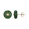 Thumbnail Image 3 of Jade Button Flower Stud Earrings 14K Yellow Gold