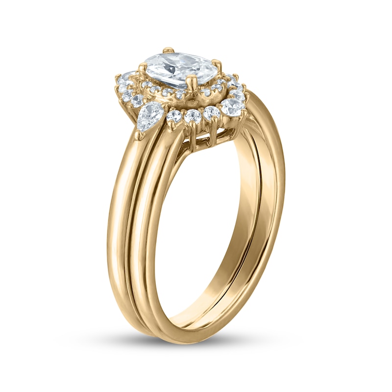 Main Image 2 of Now + Forever Oval-Cut Diamond Starburst Halo Bridal Set 3/4 ct tw 14K Yellow Gold