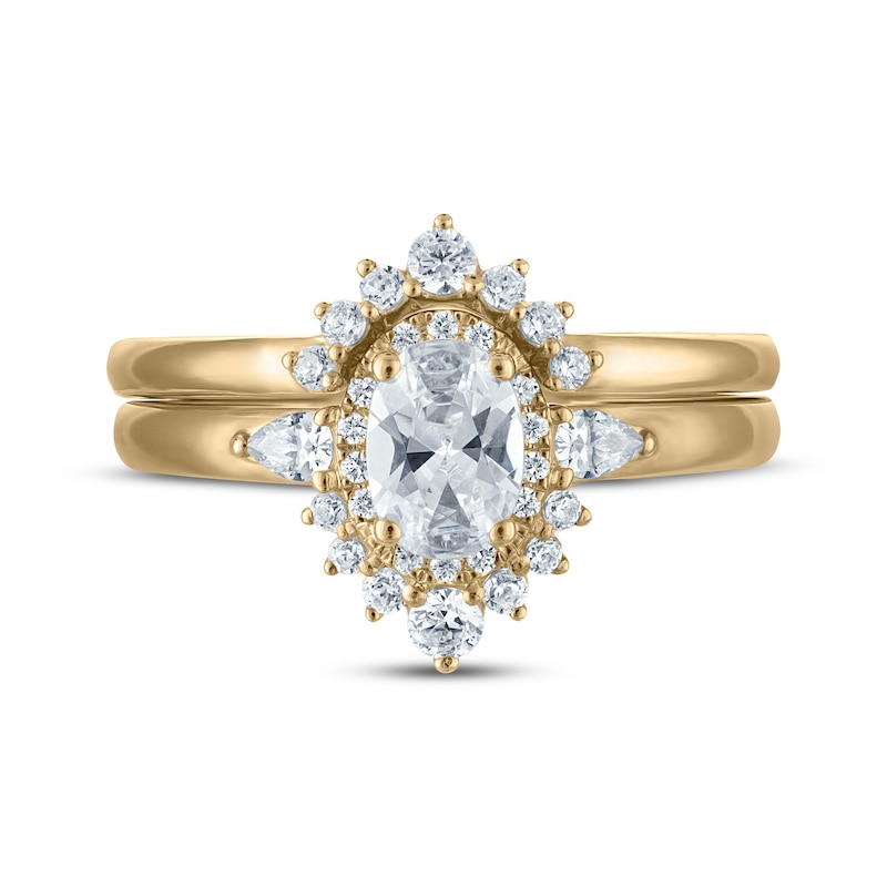 Main Image 3 of Now + Forever Oval-Cut Diamond Starburst Halo Bridal Set 3/4 ct tw 14K Yellow Gold