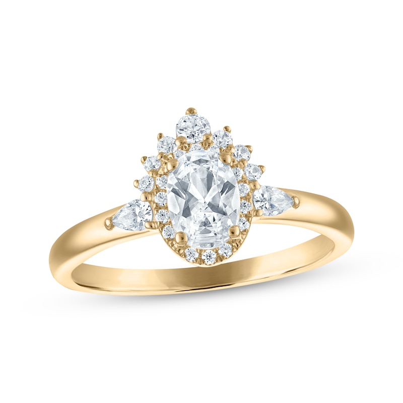 Main Image 4 of Now + Forever Oval-Cut Diamond Halo Engagement Ring 3/4 ct tw 14K Yellow Gold