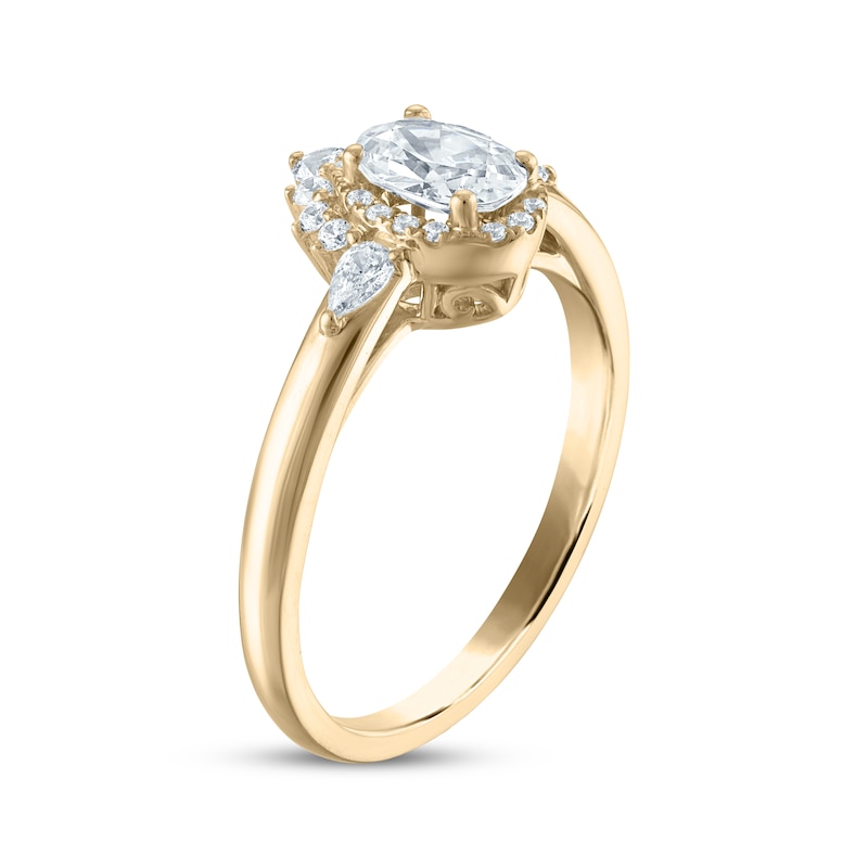 Main Image 5 of Now + Forever Oval-Cut Diamond Halo Engagement Ring 3/4 ct tw 14K Yellow Gold