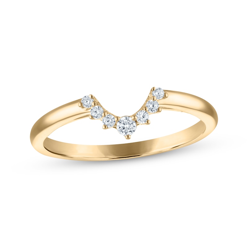 Main Image 1 of Now + Forever Diamond Contour Wedding Band 1/10 ct tw 14K Yellow Gold