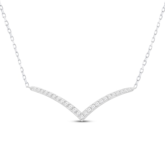 Diamond Chevron Necklace 1/6 ct tw Sterling Silver 18"