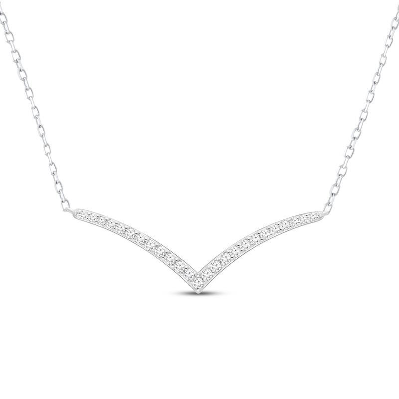 14K V Shaped Diamond Chevron Necklace