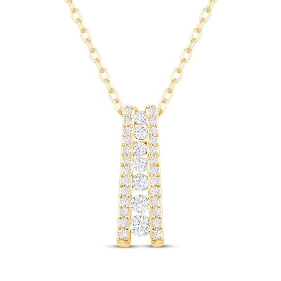 Diamond Ladder Necklace 1/4 ct tw 10K Yellow Gold 18"