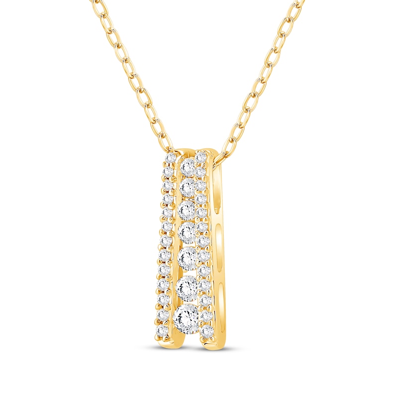 Main Image 3 of Diamond Ladder Necklace 1/4 ct tw 10K Yellow Gold 18"