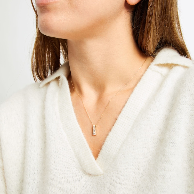 Main Image 4 of Diamond Ladder Necklace 1/4 ct tw 10K Yellow Gold 18"