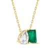 Thumbnail Image 2 of Toi et Moi Pear-Shaped White Topaz & Emerald-Cut Emerald Necklace 10K Yellow Gold 18&quot;