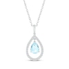 Thumbnail Image 0 of Pear-Shaped Aquamarine & Diamond Halo Necklace 1/6 ct tw 10K White Gold 18"