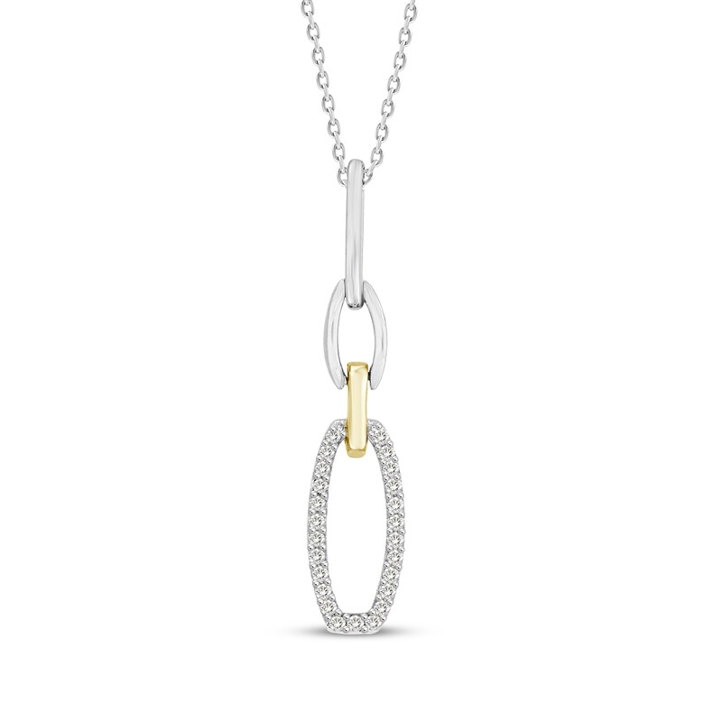 Main Image 1 of Linked Always Diamond Oval Chain Link Necklace 1/10 ct tw Sterling Silver & 10K Yellow Gold 18"