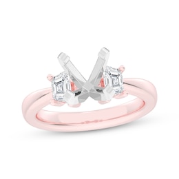 Now + Forever Lab-Grown Diamonds Trapezoid-Cut Engagement Ring Setting 5/8 ct tw 14K Two-Tone Gold