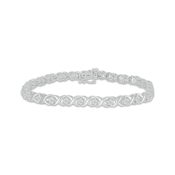 Diamond XO Link Bracelet 1 ct tw 10K White Gold 7"