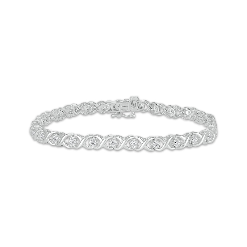 Main Image 1 of Diamond XO Link Bracelet 1 ct tw 10K White Gold 7"