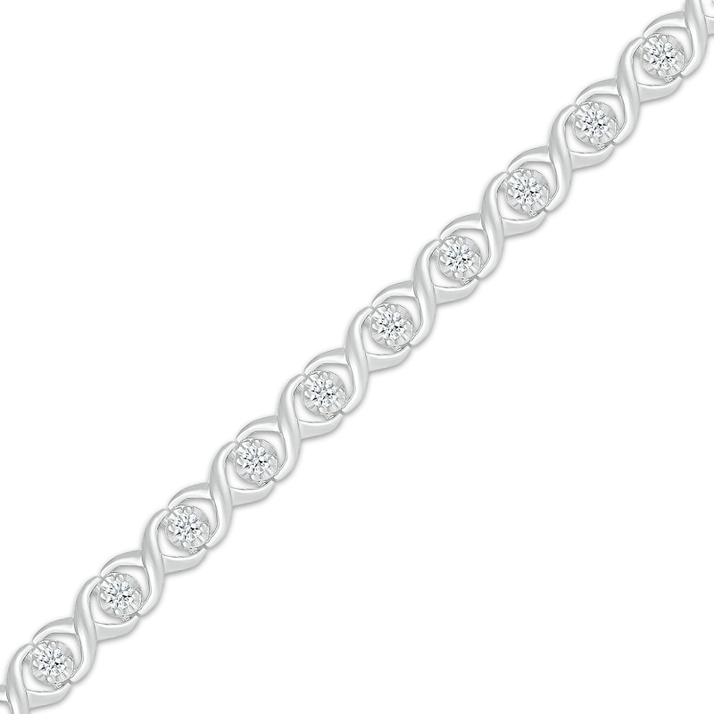 Main Image 2 of Diamond XO Link Bracelet 1 ct tw 10K White Gold 7"