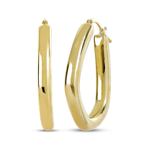Puff Teardrop Hoop Earrings 14K Yellow Gold 30mm
