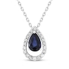 Thumbnail Image 1 of Pear-Shaped Natural Blue Sapphire & Diamond Teardrop Necklace 1/8 ct tw 10K White Gold 18&quot;