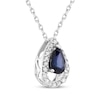 Thumbnail Image 2 of Pear-Shaped Natural Blue Sapphire & Diamond Teardrop Necklace 1/8 ct tw 10K White Gold 18&quot;
