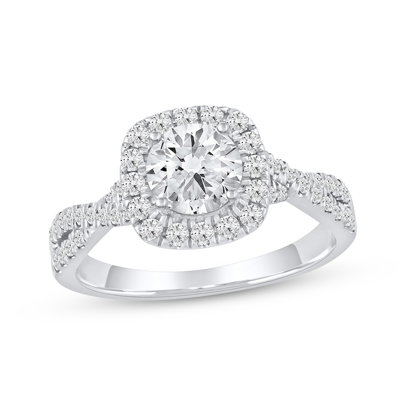 Main Image 1 of Now + Forever Lab-Grown Diamonds Round-Cut Halo Engagement Ring 1-1/2 ct tw 14K White Gold