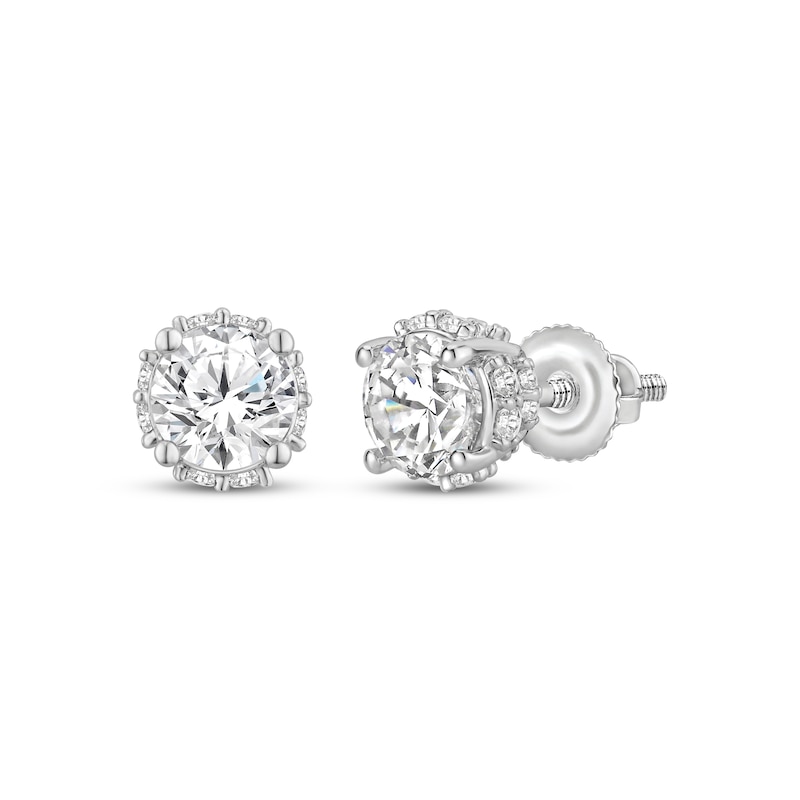 Main Image 1 of Round-Cut Diamond Solitaire Stud Earrings 1 ct tw 10K White Gold (J/I3)