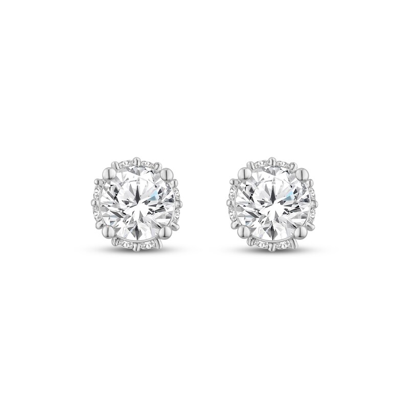 Main Image 2 of Round-Cut Diamond Solitaire Stud Earrings 1 ct tw 10K White Gold (J/I3)