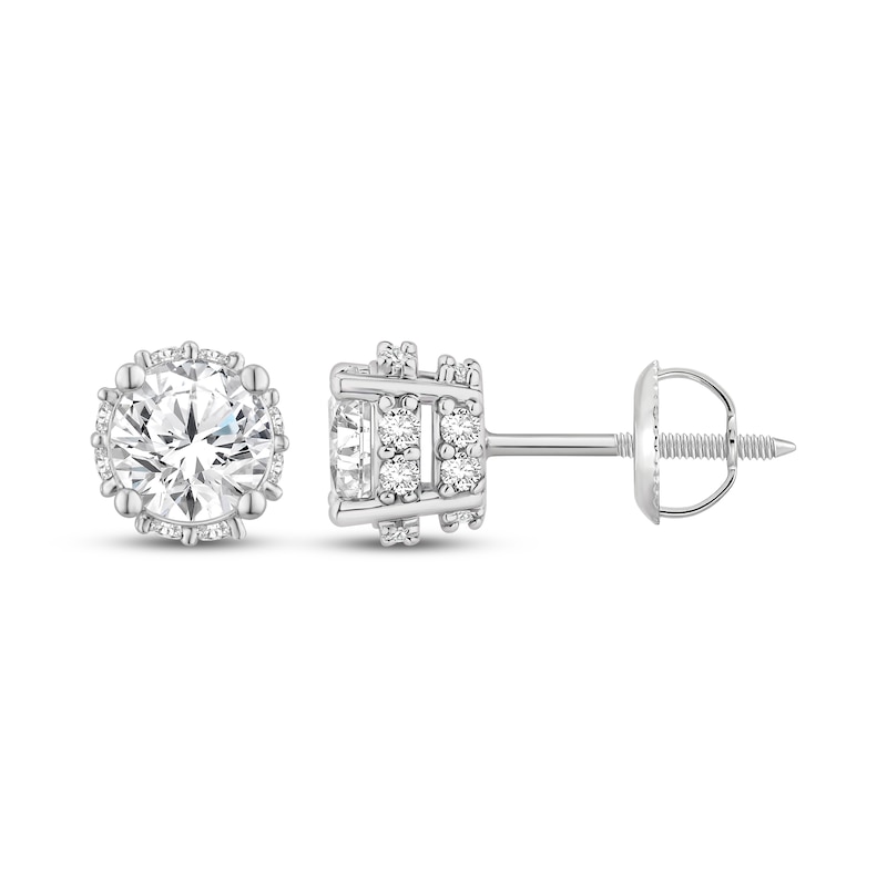 Main Image 3 of Round-Cut Diamond Solitaire Stud Earrings 1 ct tw 10K White Gold (J/I3)