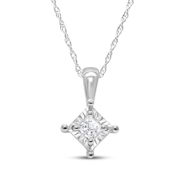 Radiant Reflections Princess-Cut Diamond Solitaire Necklace 1/8 ct tw Sterling Silver 18&quot; (J/I3)
