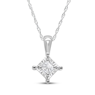 Radiant Reflections Princess-Cut Diamond Solitaire Necklace 1/8 ct tw Sterling Silver 18" (J/I3)