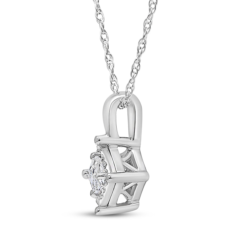 Main Image 2 of Radiant Reflections Princess-Cut Diamond Solitaire Necklace 1/8 ct tw Sterling Silver 18&quot; (J/I3)