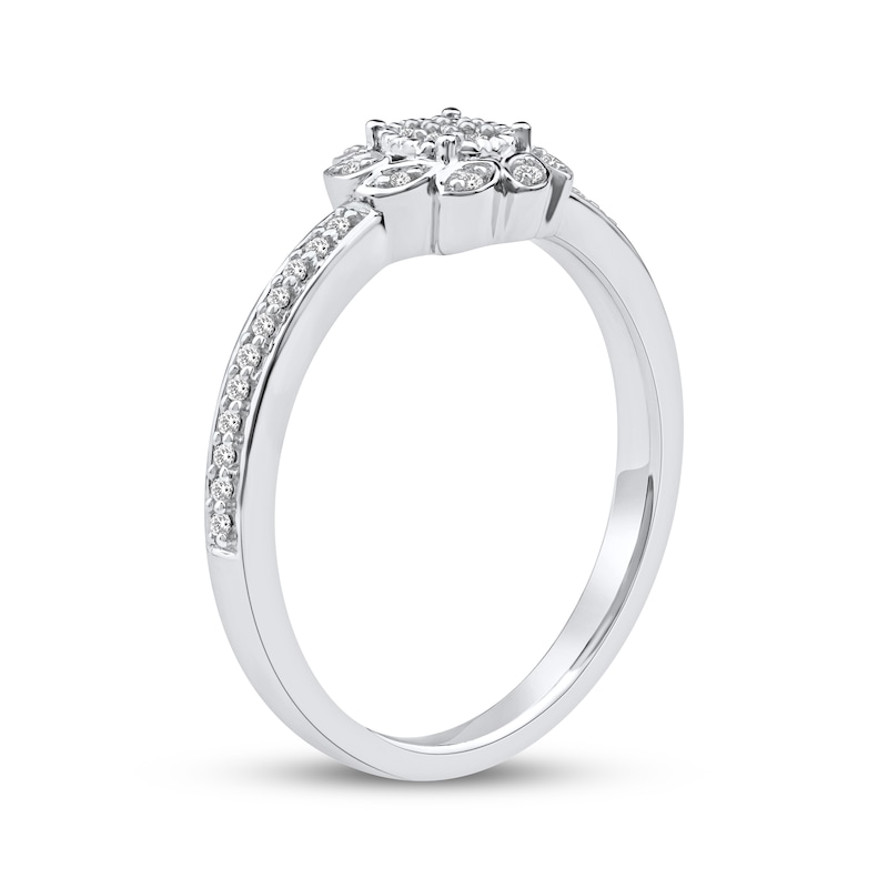 Main Image 2 of Multi-Diamond Sunflower Promise Ring 1/6 ct tw 10K White Gold