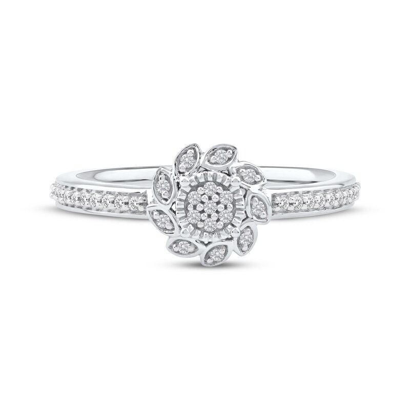 Main Image 3 of Multi-Diamond Sunflower Promise Ring 1/6 ct tw 10K White Gold