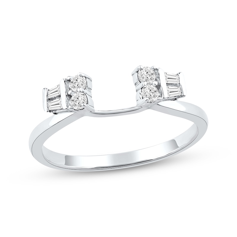 Main Image 1 of Now + Forever Baguette & Round-Cut Diamond Enhancer Ring 1/4 ct tw 14K White Gold