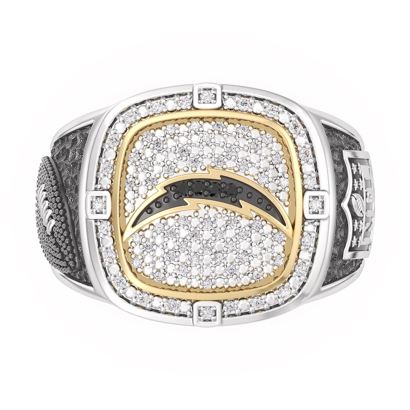 Main Image 1 of True Fans Los Angeles Chargers Championship Ring Sterling Silver & 10K Yellow Gold Ring