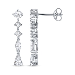 Pear, Marquise and Round-Cut Diamond Drop Earrings 1-1/4 ct tw 14K White Gold