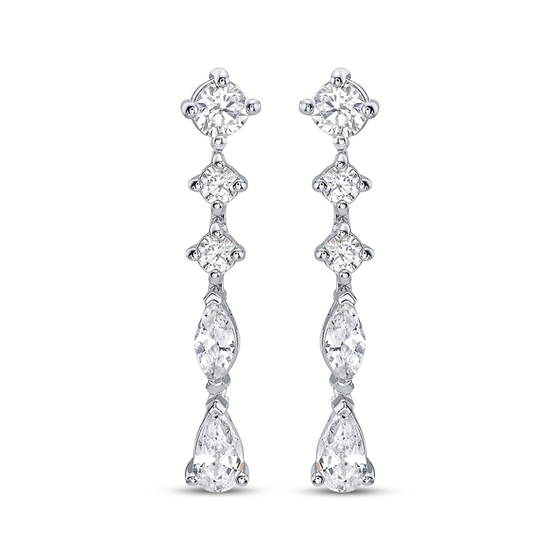 Main Image 2 of Pear, Marquise and Round-Cut Diamond Drop Earrings 1-1/4 ct tw 14K White Gold