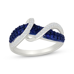 Blue & White Lab-Created Sapphire Swirl Ring Sterling Silver