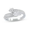 Thumbnail Image 1 of Pear-Shaped & Round-Cut Diamond Bypass Fashion Ring 1 ct tw 10K White Gold