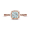 Thumbnail Image 3 of Aquamarine & Diamond Ring 1/10 ct tw Cushion/Round-cut 10K Rose Gold