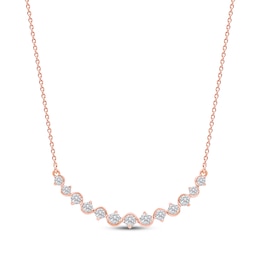 Diamond Graduated Smile Necklace 1/2 ct tw 10K Rose Gold 18"