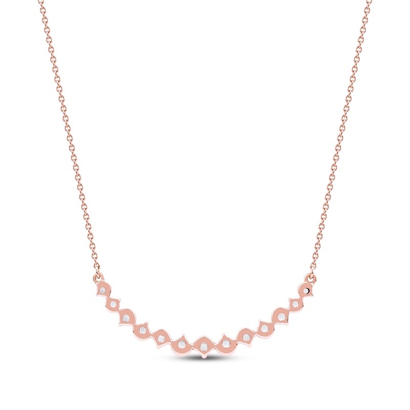 Main Image 3 of Diamond Graduated Smile Necklace 1/2 ct tw 10K Rose Gold 18"
