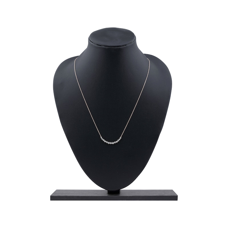 Main Image 5 of Diamond Graduated Smile Necklace 1/2 ct tw 10K Rose Gold 18"