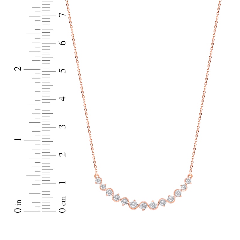 Main Image 7 of Diamond Graduated Smile Necklace 1/2 ct tw 10K Rose Gold 18"