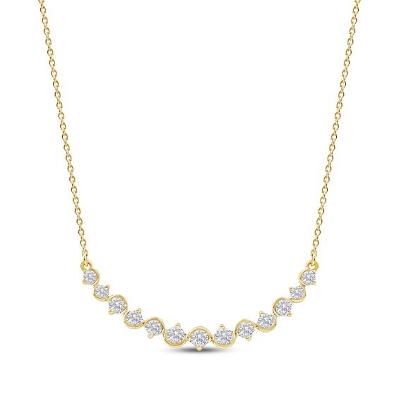 Diamond Graduated Smile Necklace 1/2 ct tw 10K Yellow Gold 18"
